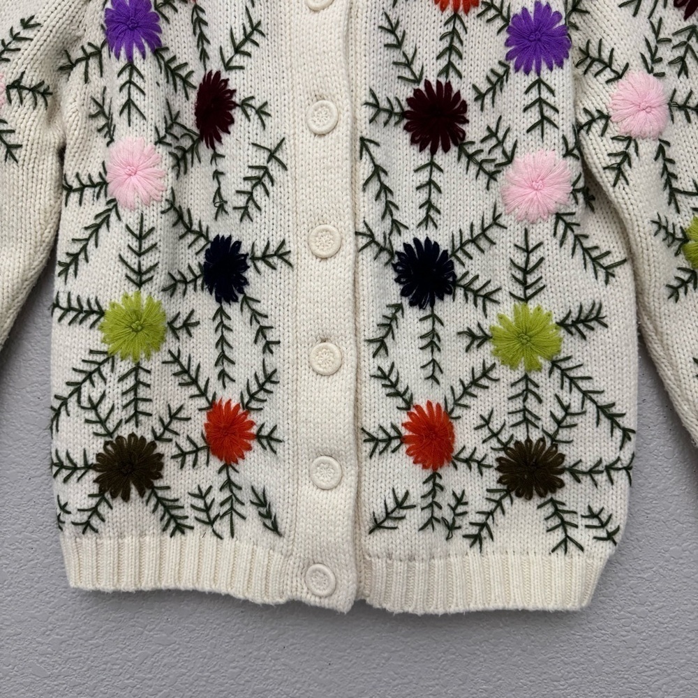 Kimlon Embroidered Floral Print Cardigan Sweater Size Large - Picture 5 of 16